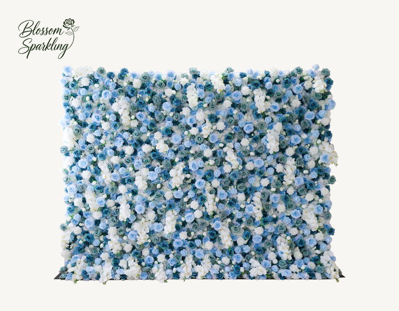 Morandi Blue Artificial Flower Wall